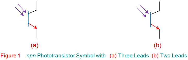 NPN光电晶体管符号三引线两个引线